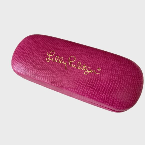 Lilly Pulitzer Eyeglasses Case Faux Reptile Embossed Magenta Pink - Picture 1 of 5